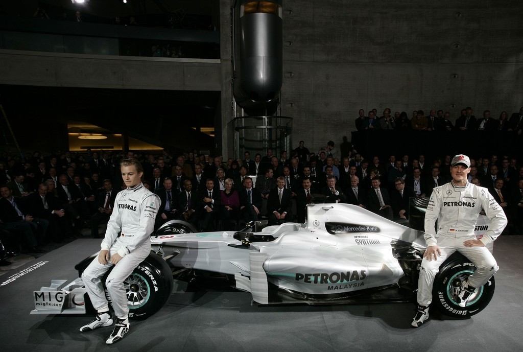 Schumacher and  Rosberg with new car © Henri Lloyd . www.henrilloyd.com